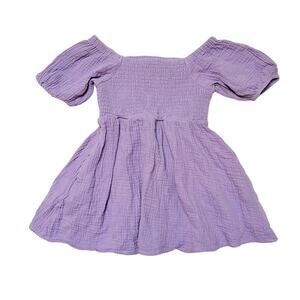 Vivie & Ash Smocked Muslin Puff Sleeve Dress Size 4